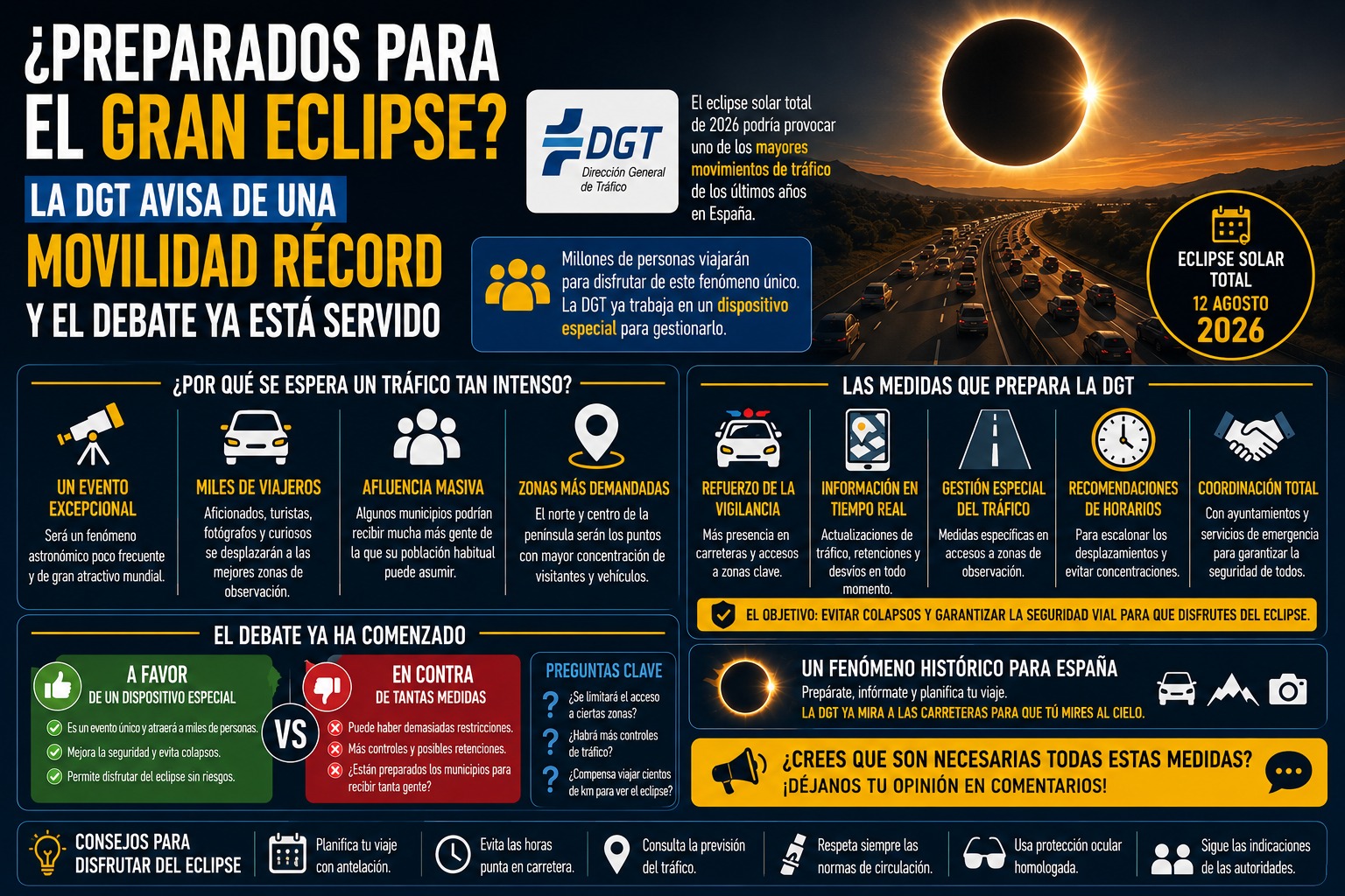 El eclipse que puede colapsar las carreteras