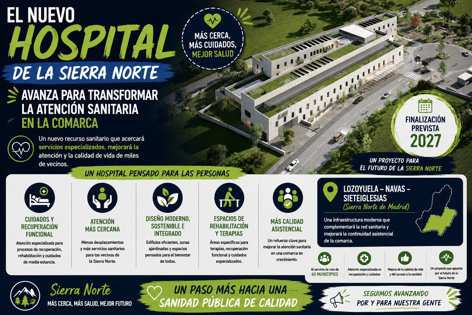 El nuevo Hospital de la Sierra Norte avanza: así será el centro que transformará la atención sanitaria en la comarca
