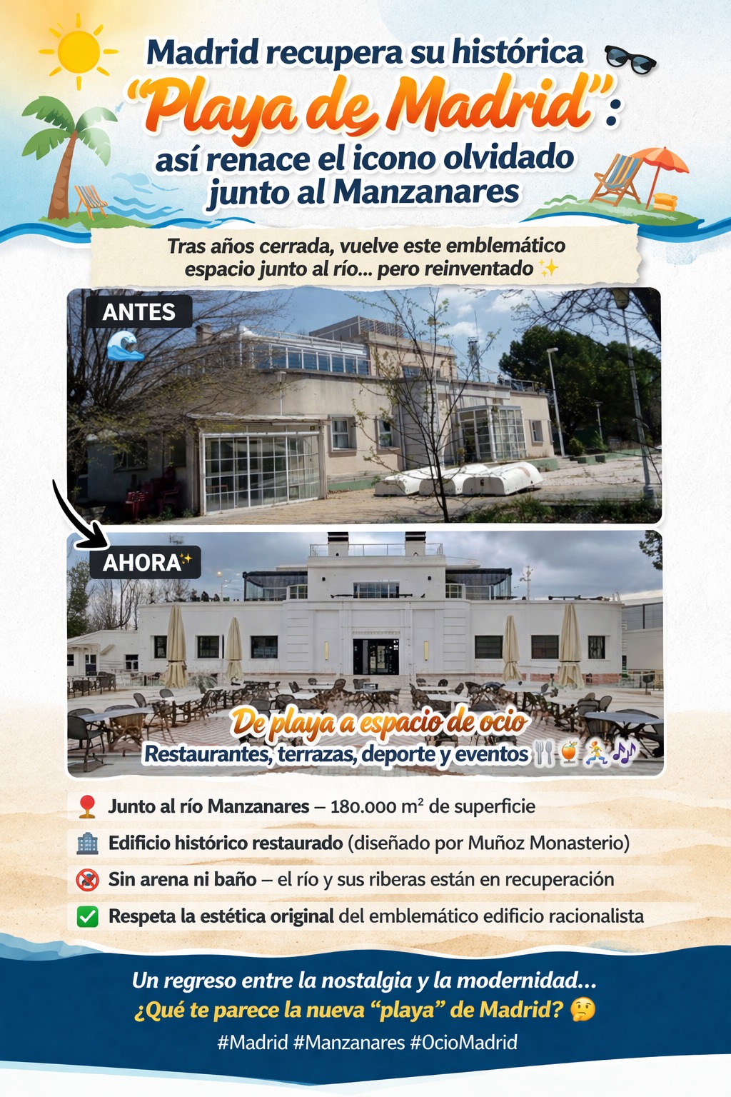 La “playa” de Madrid vuelve a la vida