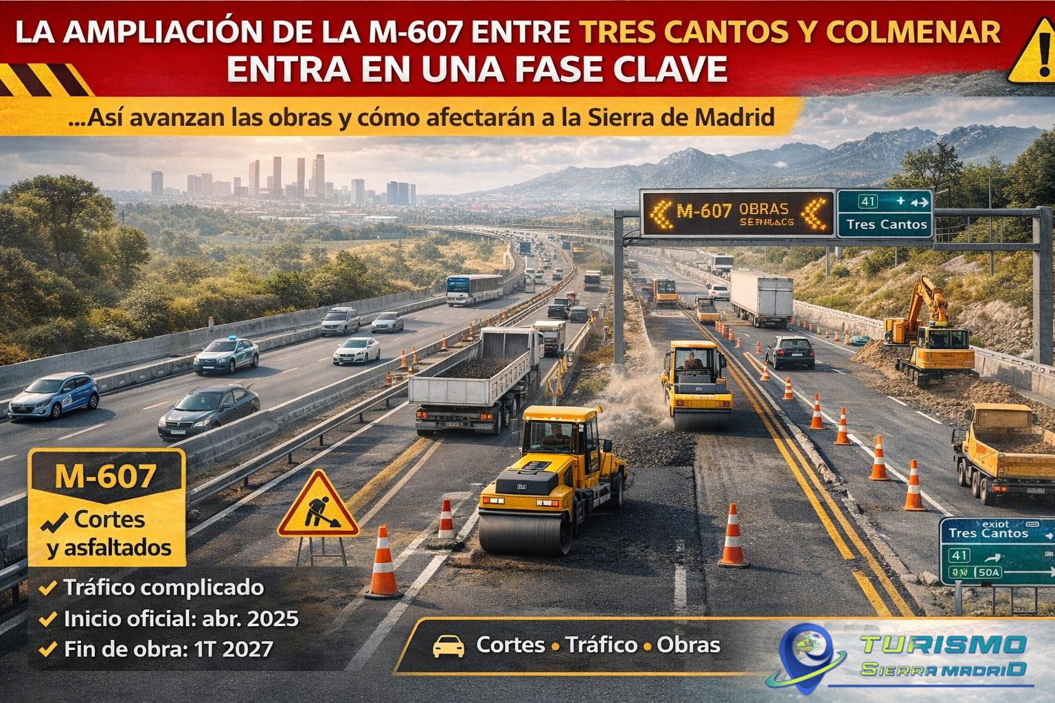 La ampliación de la M-607 entre Tres Cantos y Colmenar Viejo entra en una fase clave